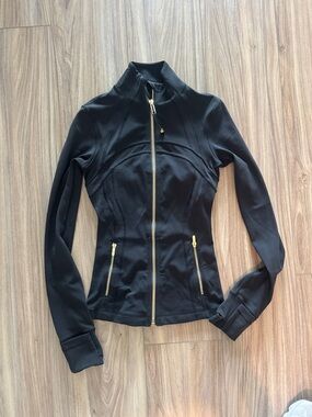 lululemon athletica Black Bomber Jacket with Gold Zippers